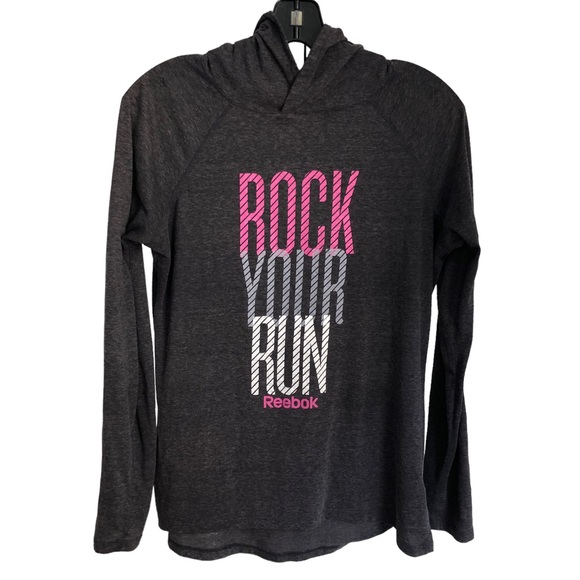 Reebok Lightweight Long sleeves Hoodie SZ M Heather Gray - Picture 1 of 13